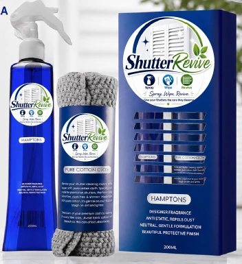 Shutter Revive shutter cleaning spray and pure cotton cloth