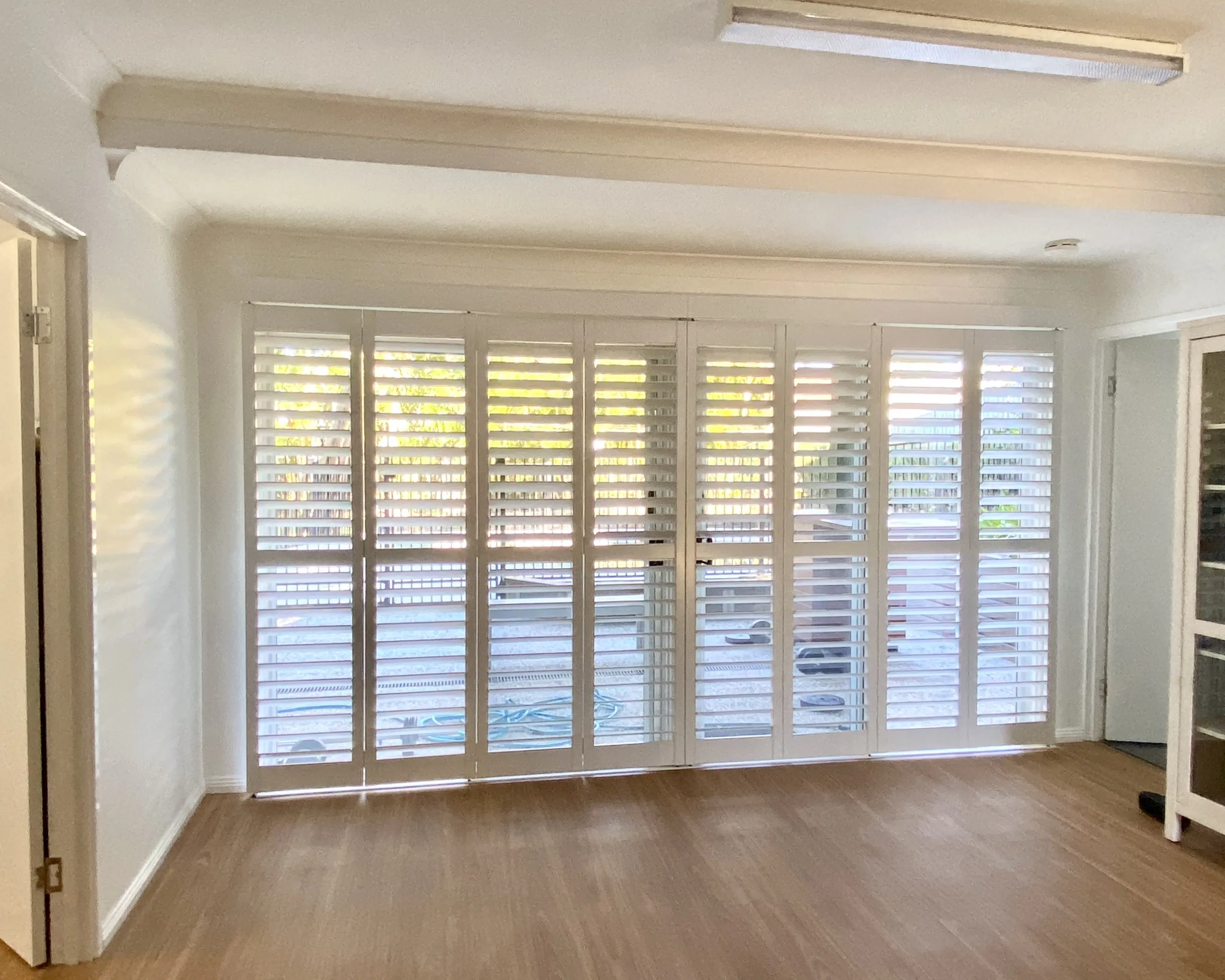 Angled Thermalite louvres controlling light and privacy