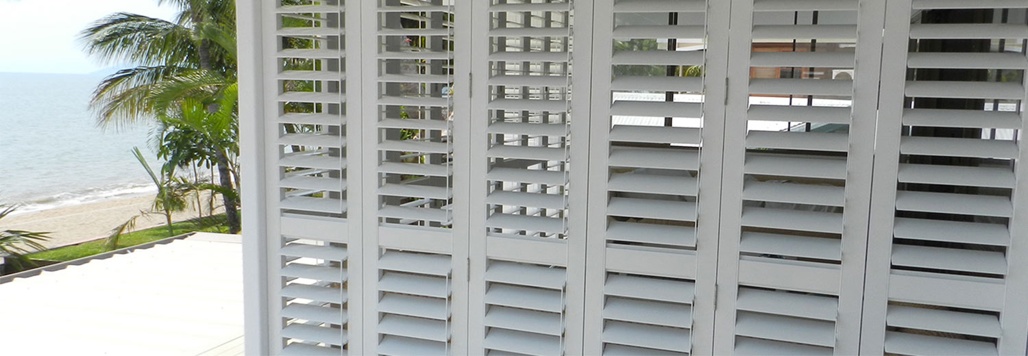 Exterior shutters for outdoor area